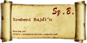 Szebeni Baján névjegykártya
